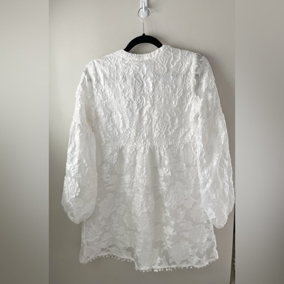 Moon River Bohemian White Lace Long Sleeve Dress Women’s Size XS - Picture 2 of 10